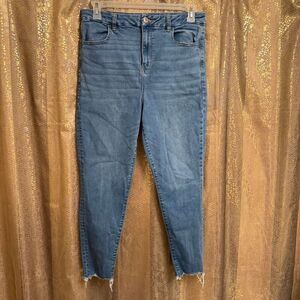 American Eagle Curvy Hi Rise Jeggings Light Wash Stretchy Jeans Size 14 Short
